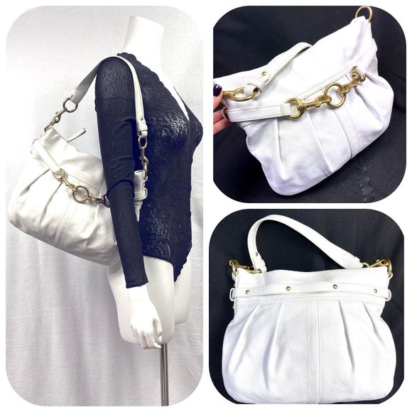 Authentic Coach J05S-8B15 White Leather Shoulder Bags